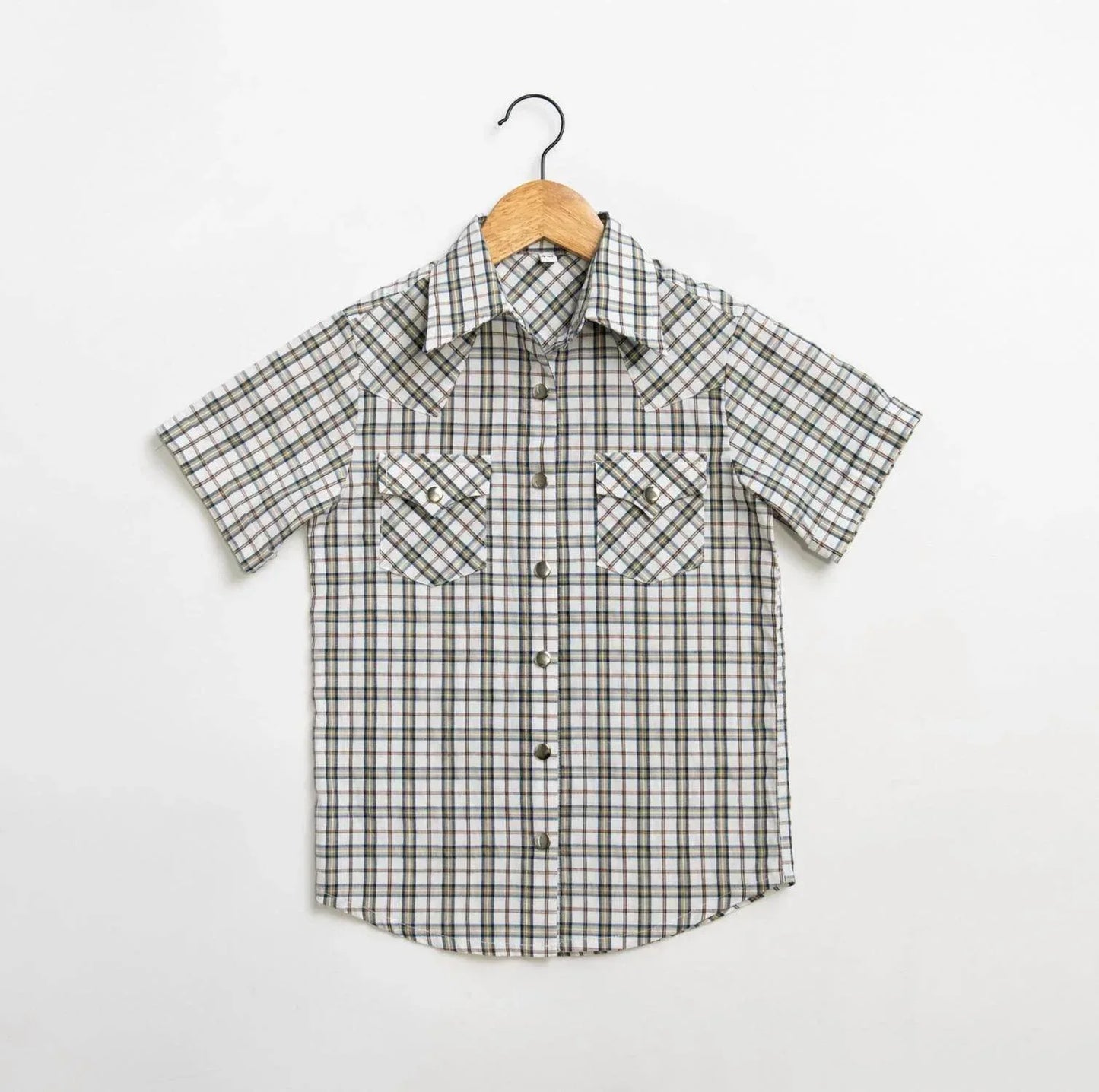 American Farm Company - Boys Youth Plaid Pattern Metal Snap Shirt - Rack Hunt