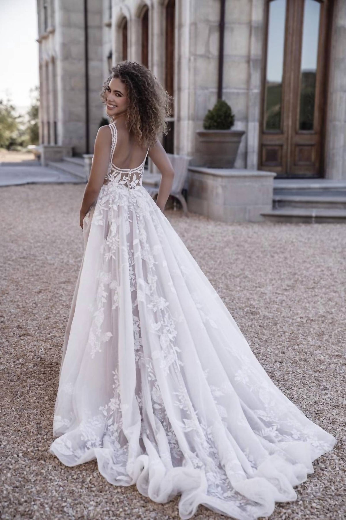 Beaded Lace A-line Gown