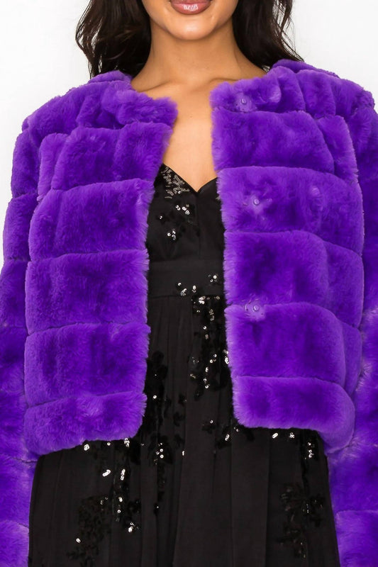 Faux Fur Buttoned Quilted Jacket