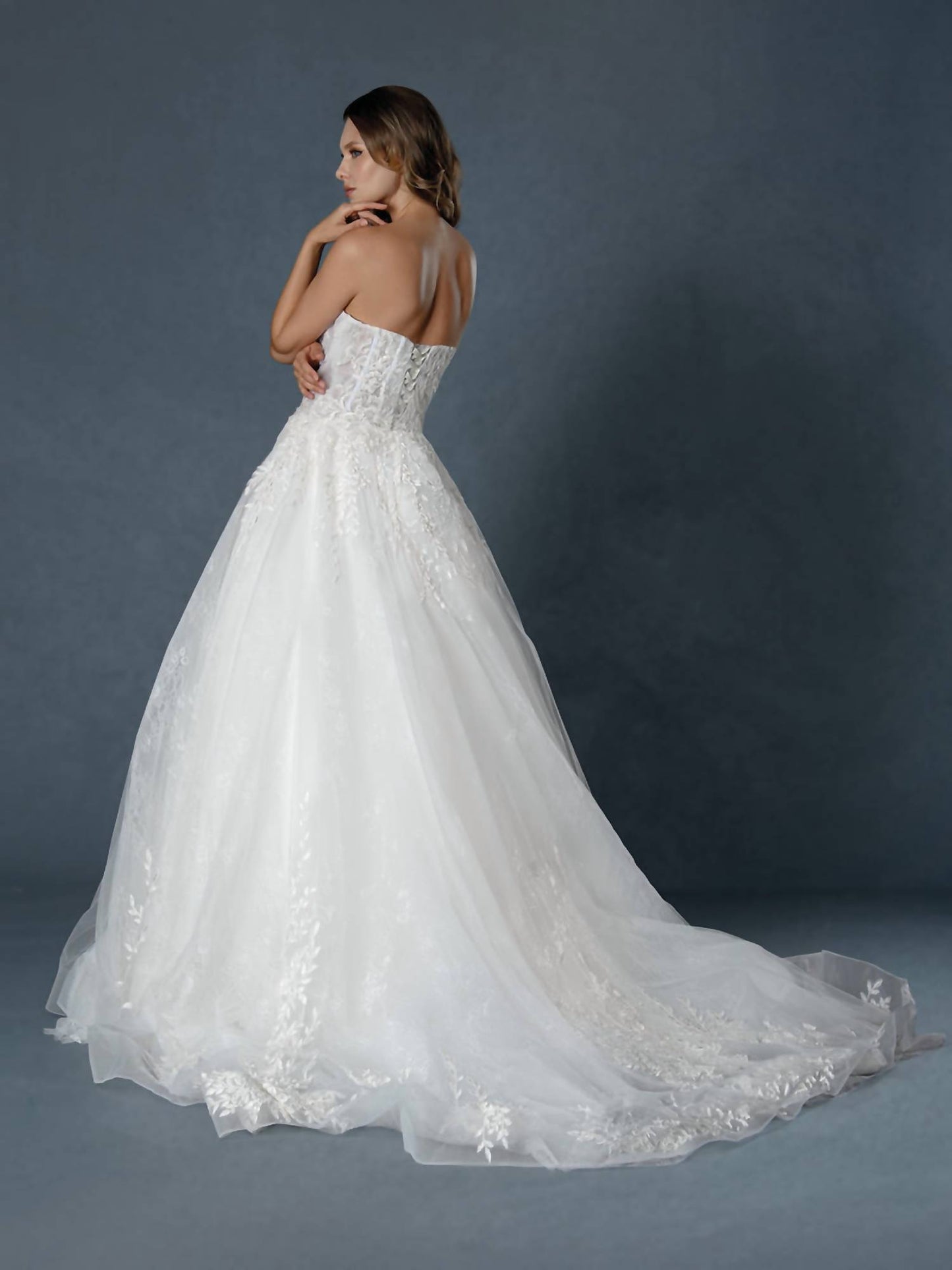 Long Corset Bridal Lace Wedding Dress