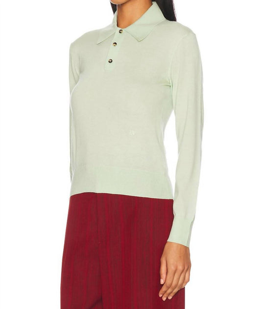 Fine Cashmere Crop Polo Embroidery Shirt