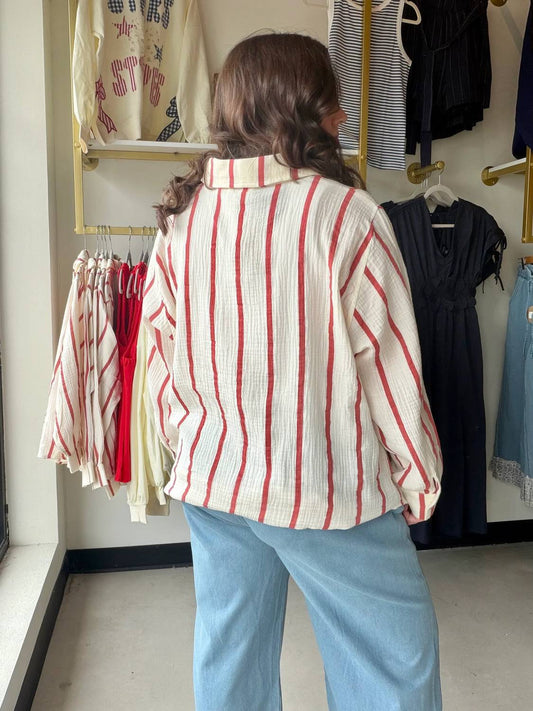 Women's Stripe Gauze Top