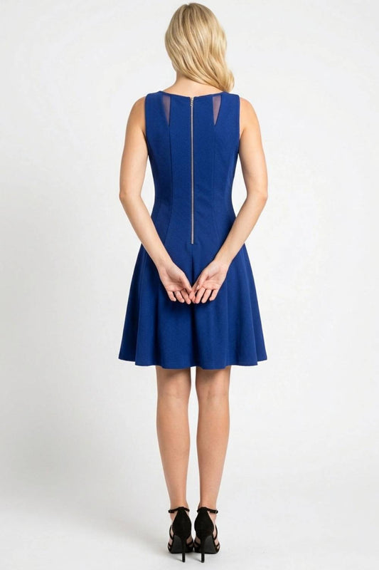 Illusion Mesh Fit And Flare Party Dress