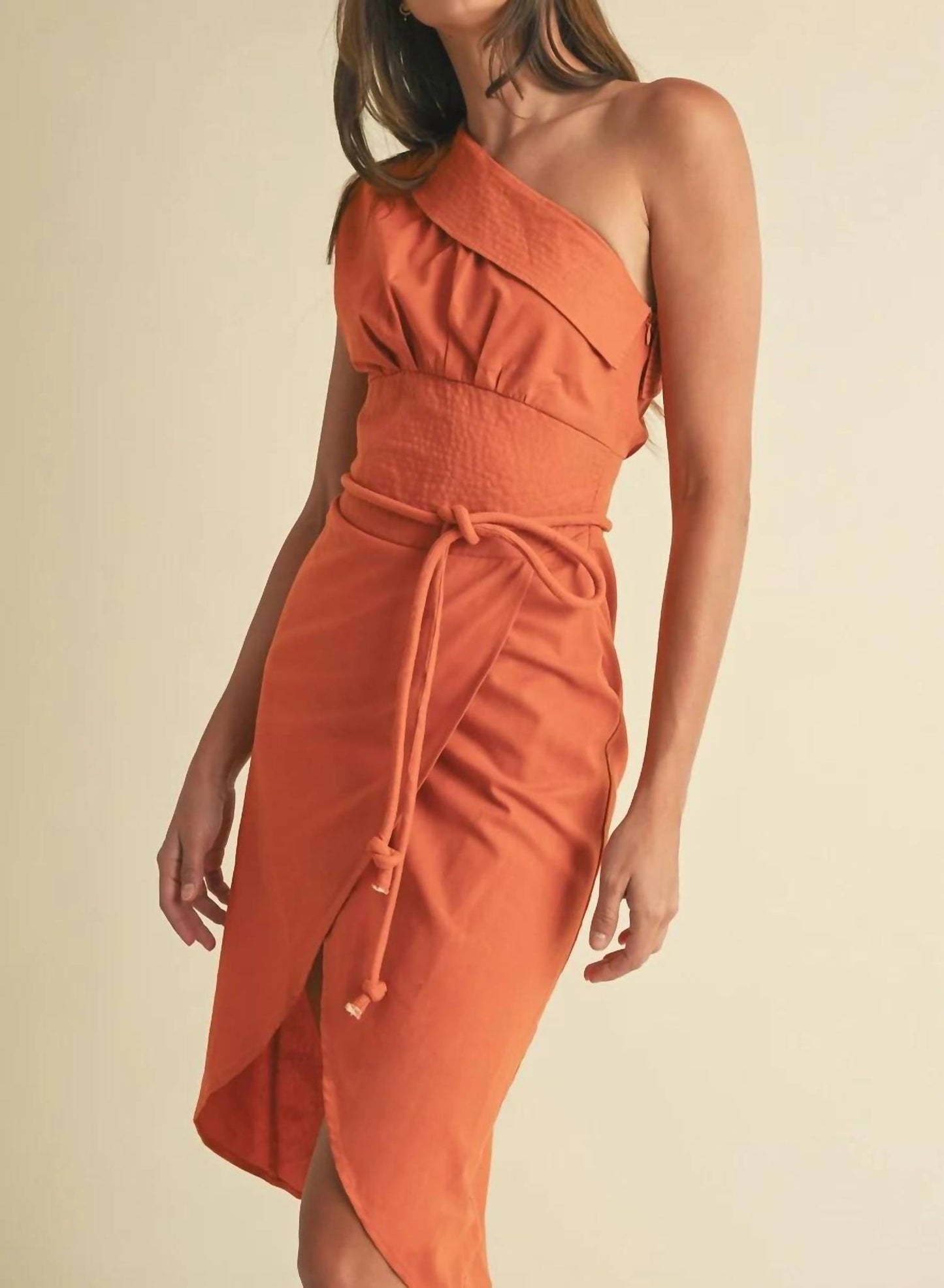 One Shoulder Strapless Midi Dress