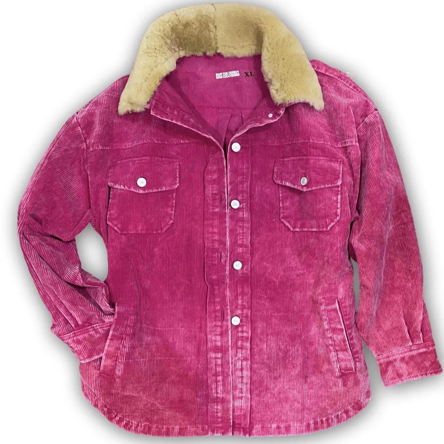 The Design Chambers - Aviator Barbie Corduroy Shacket with Sheephide Collar - Rack Hunt