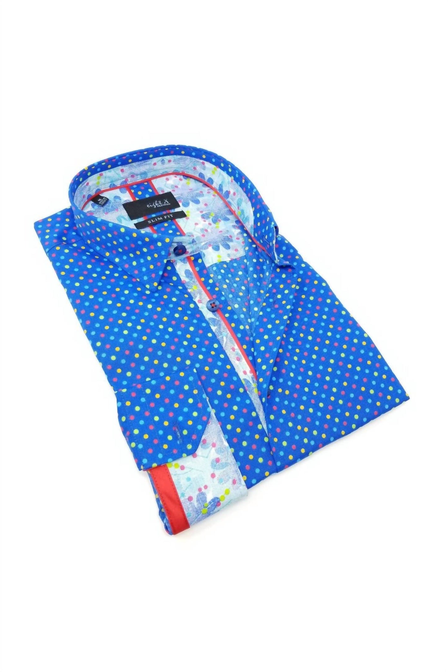 Colorful Dots Button Down Print Shirt With Trim