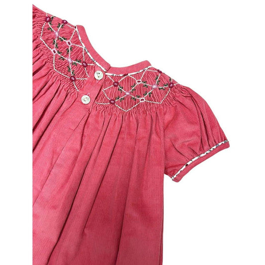 Girl's Isabella Hand Smocked Corduroy Bishop Bloomer Set
