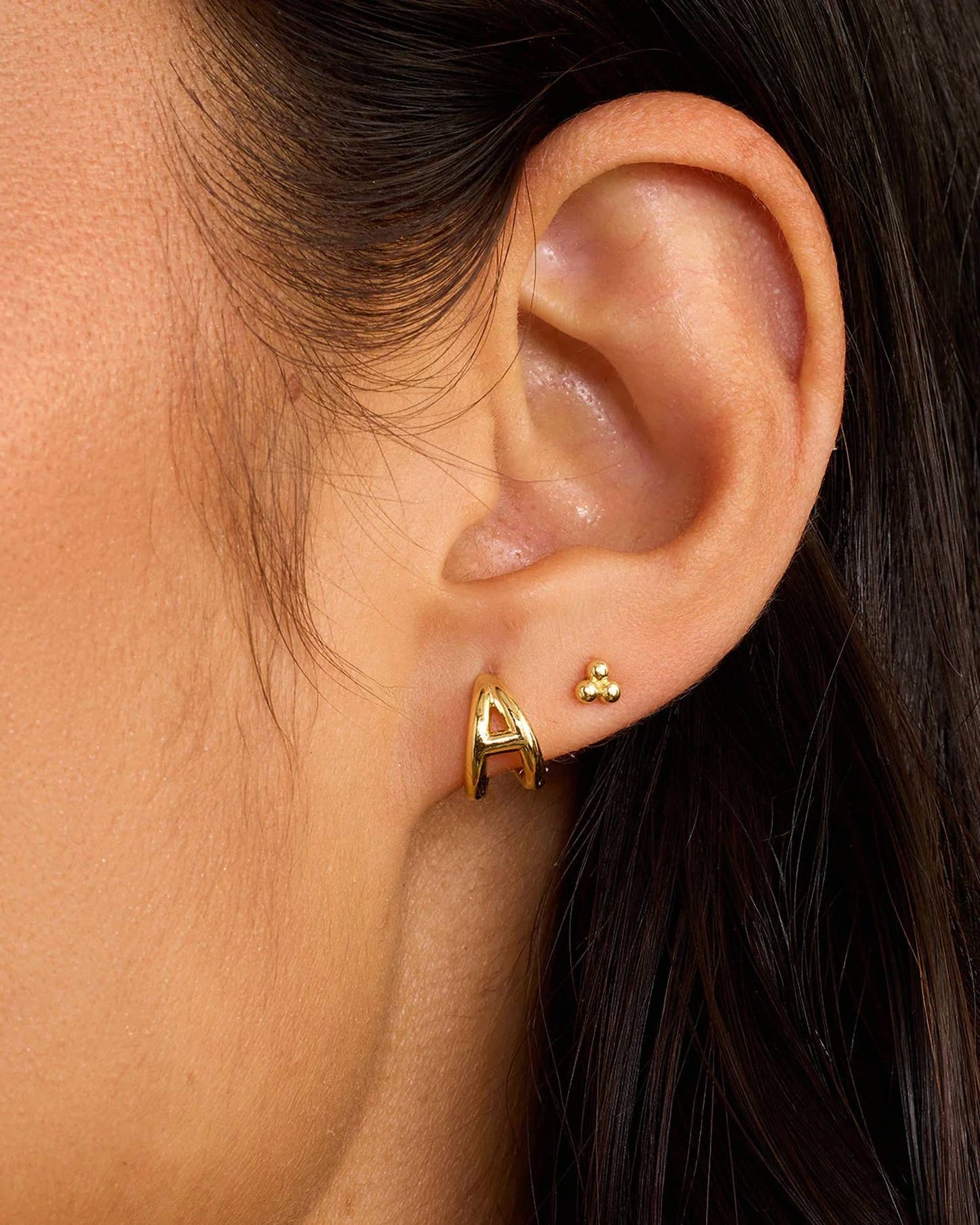 Women's Alphabet A Single Huggie Earrings