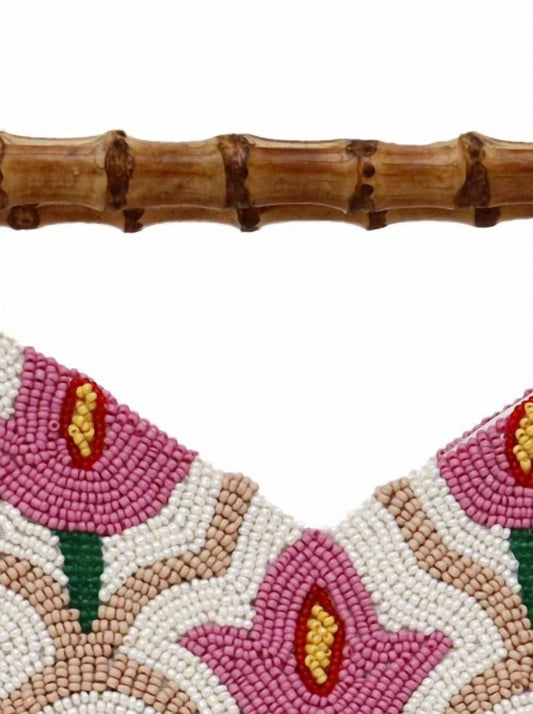 Women's Floral Cut-out Bamboo Handle Bag