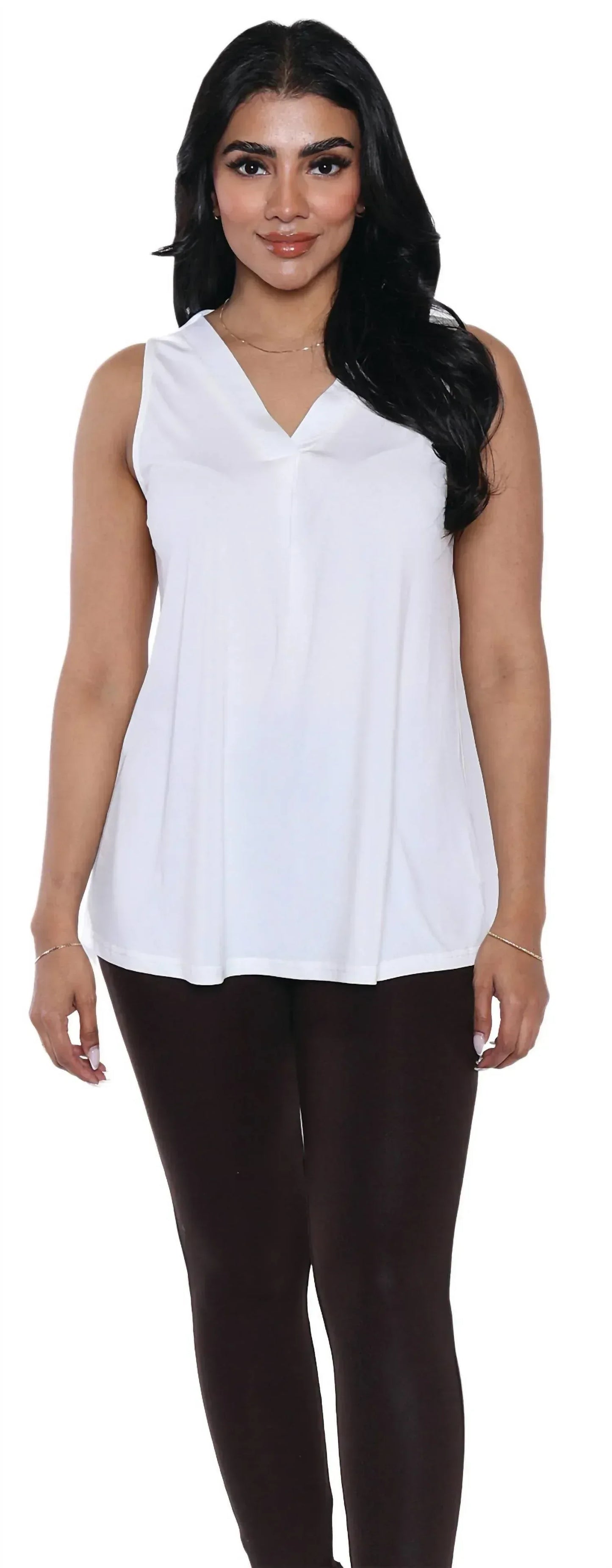 Papa Fashions - Sleeveless V-Neck Loose Fit Top - Rack Hunt