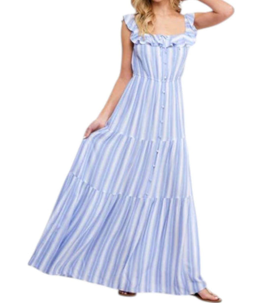 PinkBlush - Striped Tiered Maxi Dress - Rack Hunt -