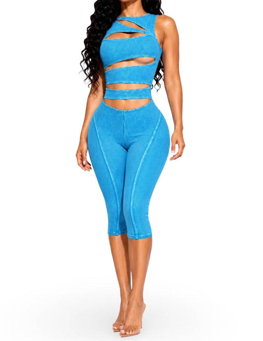 Cut Out Detail Stretch Capri Romper