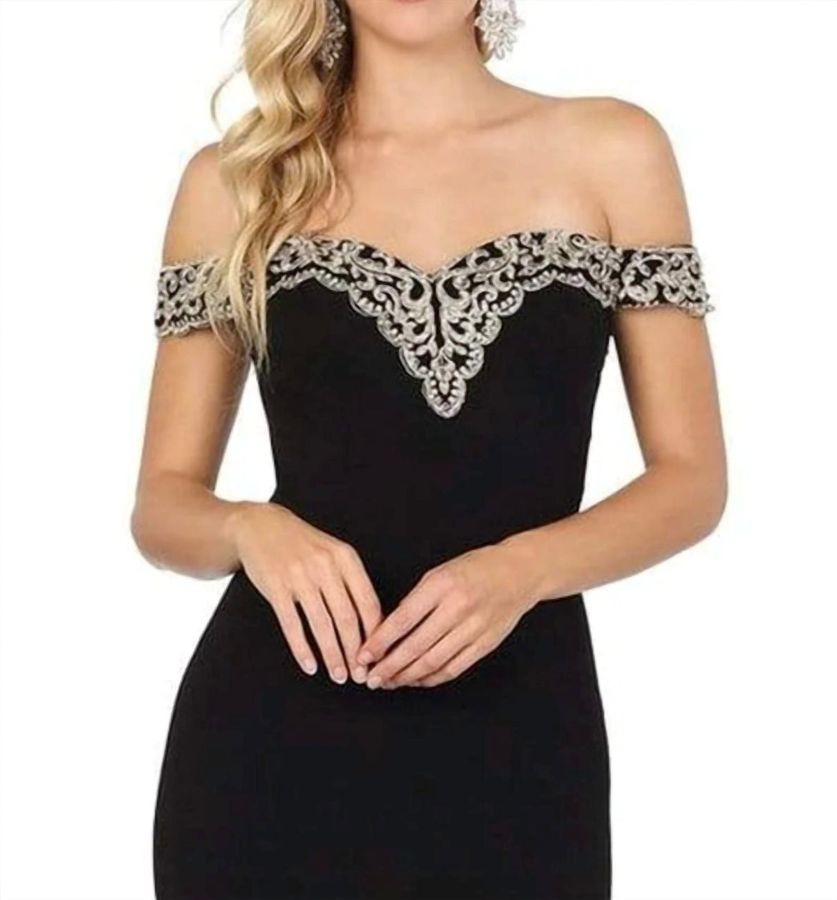 Lace Off Shoulder Prom Maxi Dress
