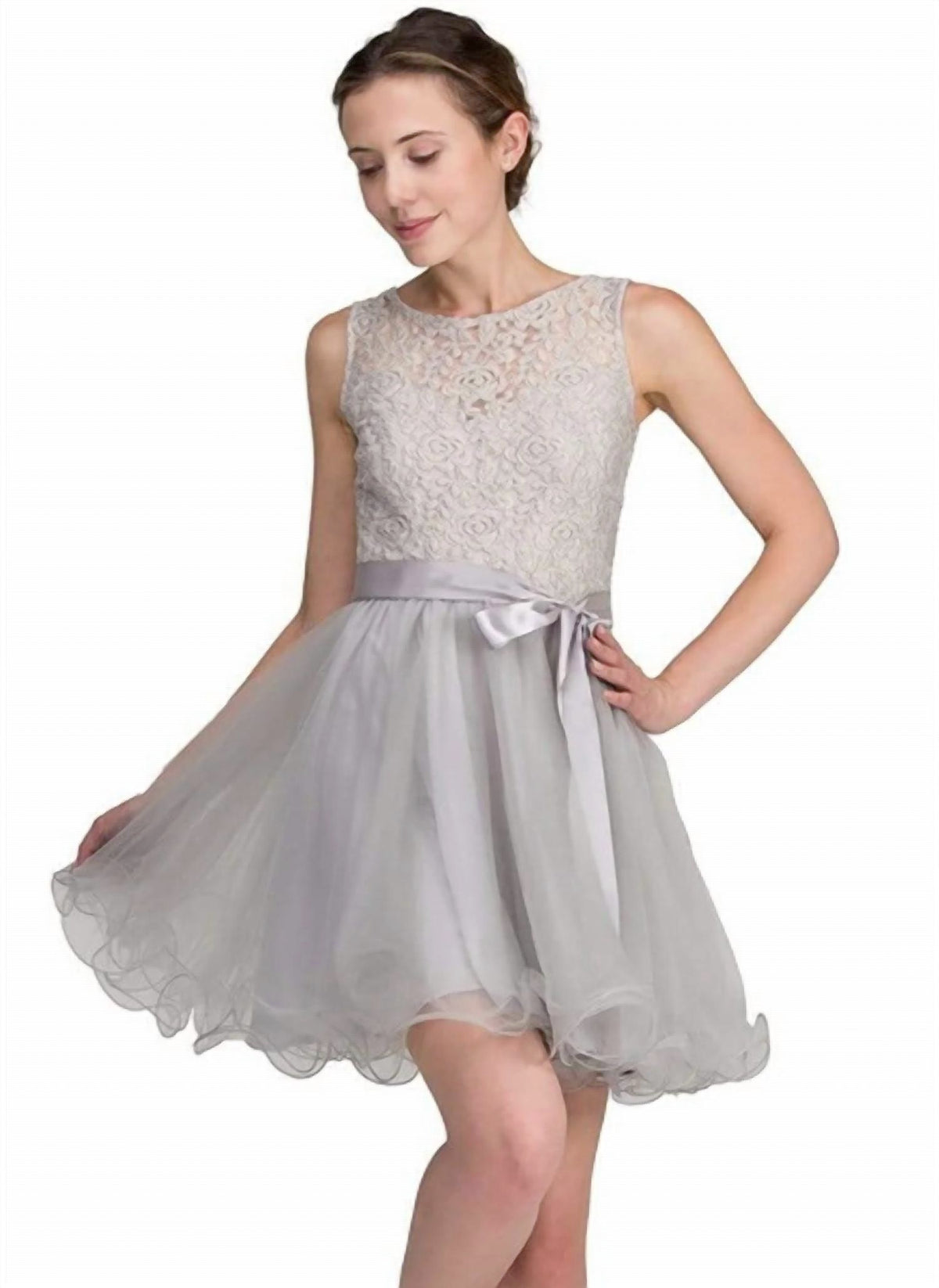 Sleeveless Lacy Illusion Short Cocktail Mini Dress