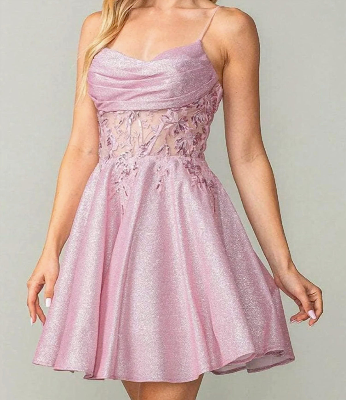 Sophisticated Embroidered Bodice Cocktail Mini Dress