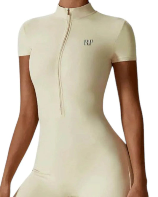 Rockstar Peach - Scuba Short Sleeve Zip Jumpsuit - Rack Hunt