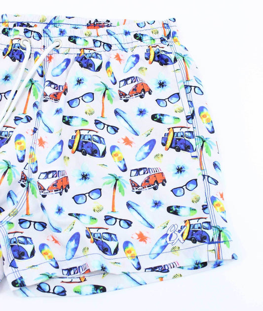 Surf City Print Swim Trunks