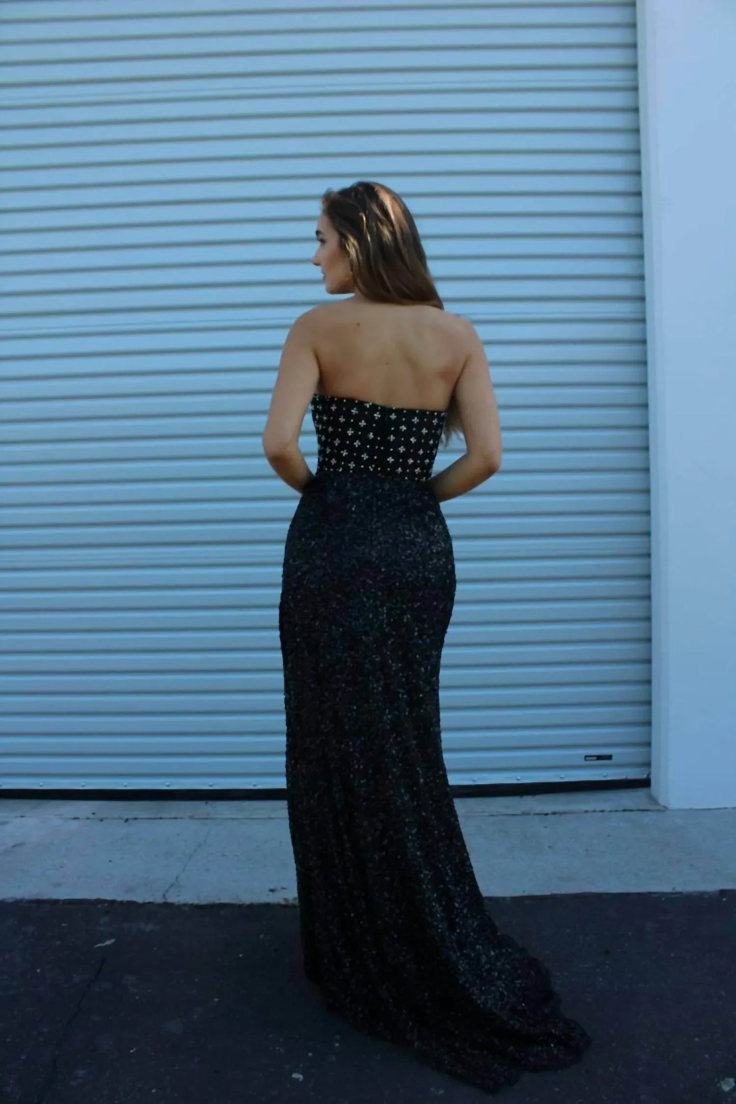 Aleta - Long Fitted Beaded Formal Prom Dress - Rack Hunt