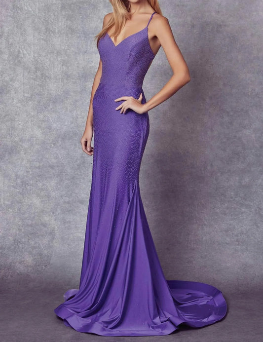 Juliet - Stone Accented Long Mermaid Prom Evening Gown - Plus - Rack Hunt