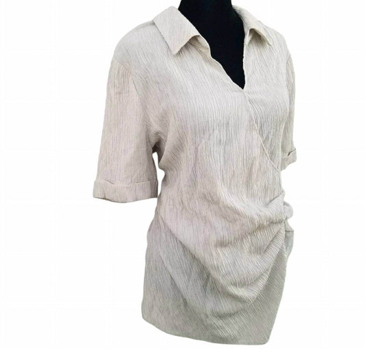 Alfani - V-neck Collared Ruched Blouse - Rack Hunt -
