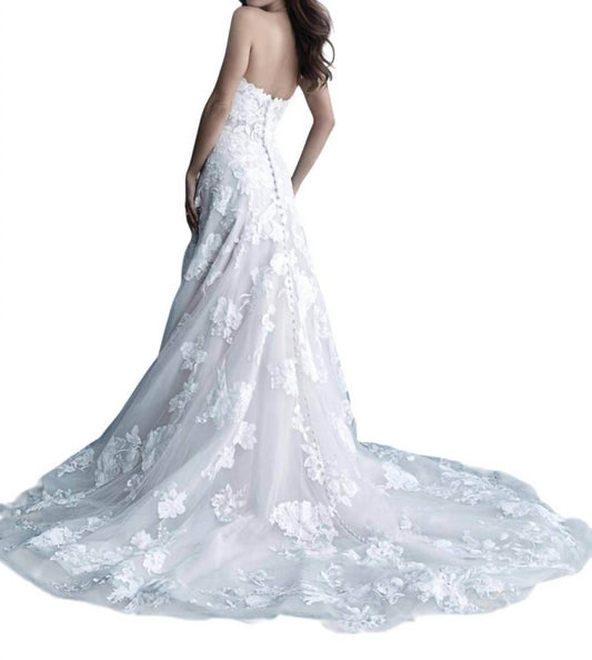 Allure Bridals - Strapless A-Line Wedding Gown with Floral Appliques - Rack Hunt -