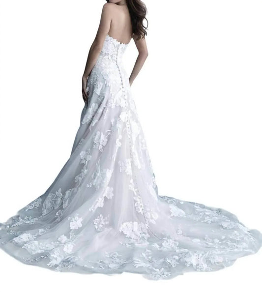 Allure Bridals - Strapless A-Line Wedding Gown with Floral Appliques - Rack Hunt