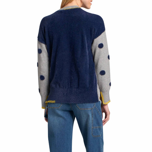 Polka Dot Sweater With Contrast Stitching