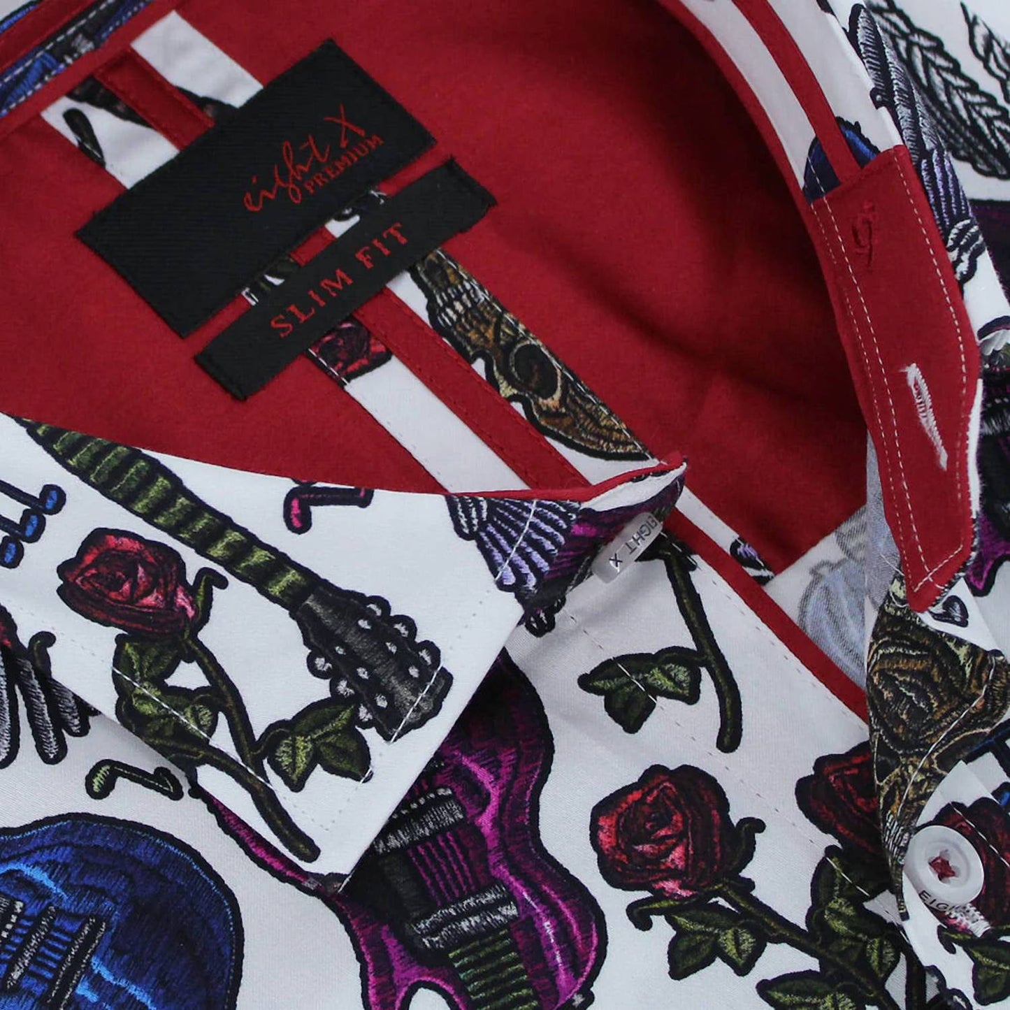 Skulls and Roses Rock N Roll Button Down Shirt