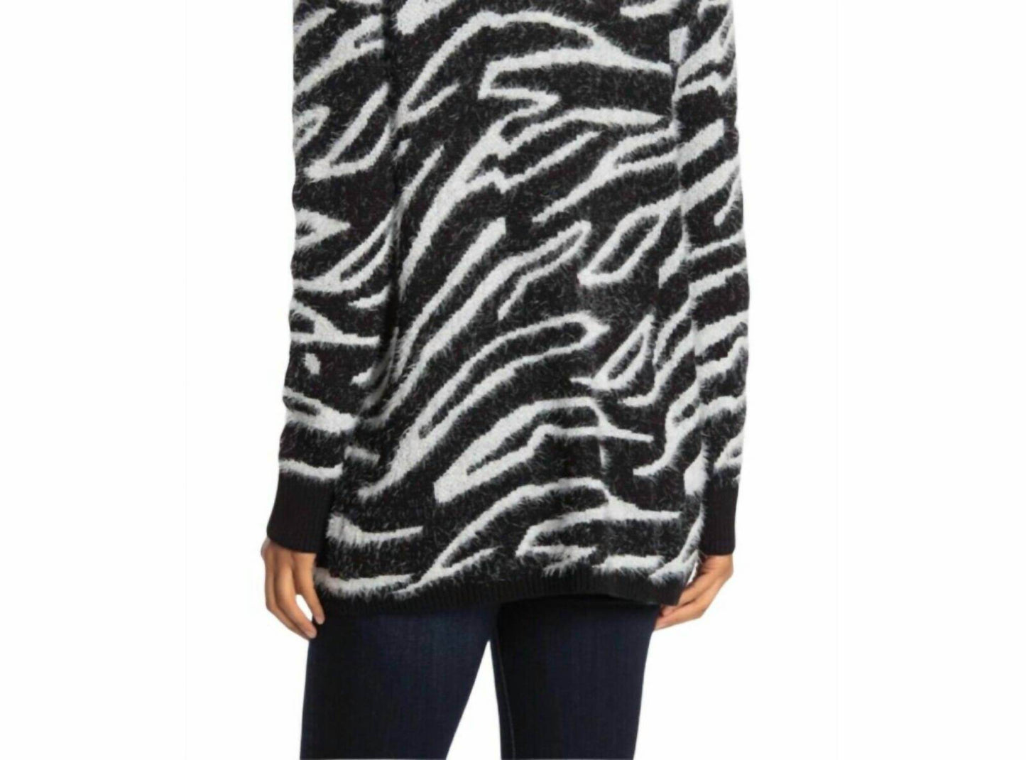Susina - Women's Zebra Print Open Front Eyelash Cardigan - Rack Hunt -