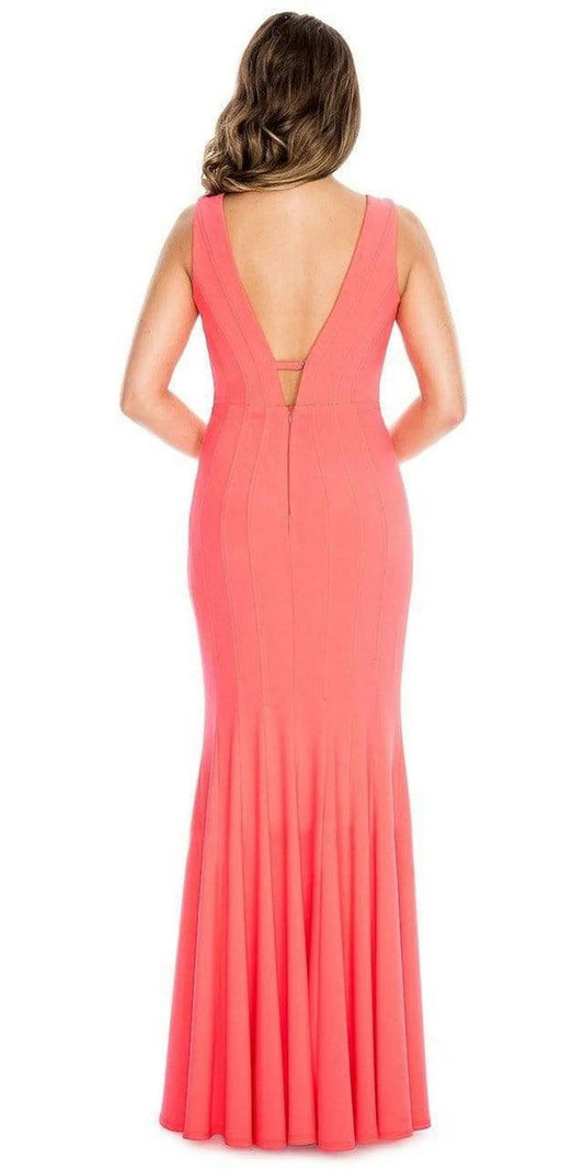 Sleeveless Plunging Bodice Sheath Dress