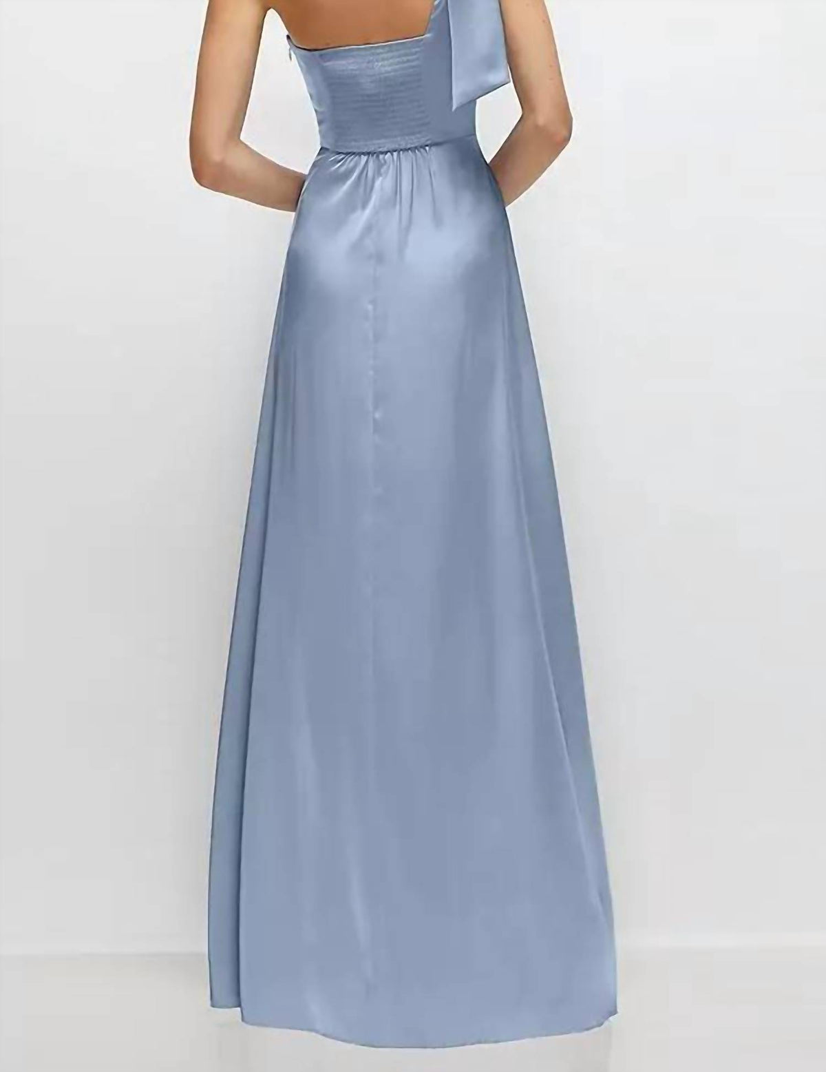 Bow One-Shoulder Fluid Satin Maxi Dress