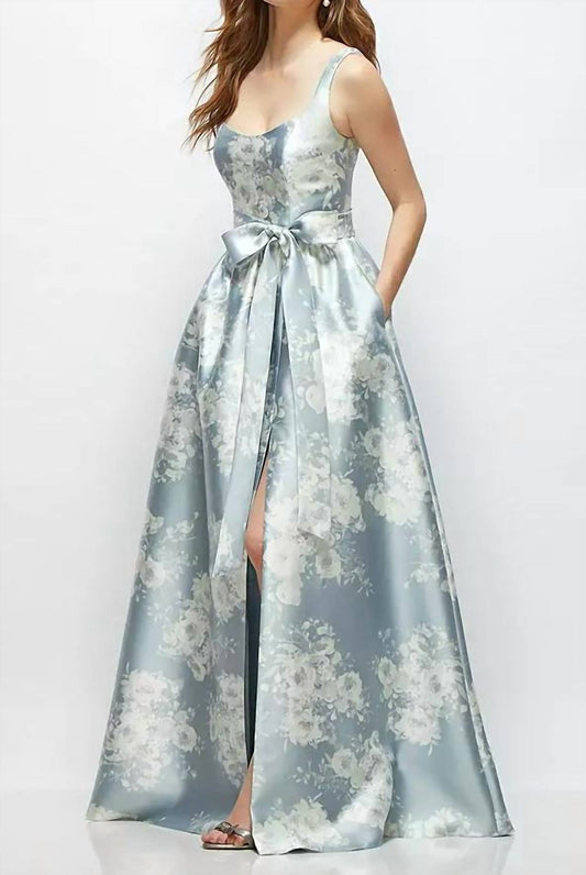 Floral Scoop-Neck Tank Bodice Maxi Dress