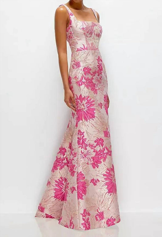 Jacquard Square Neck Maxi Dress