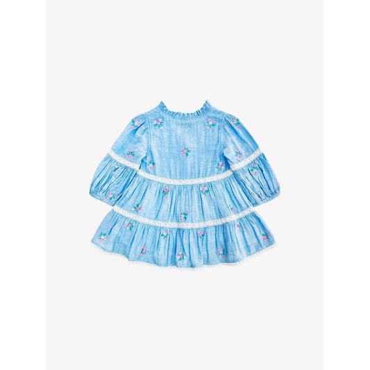 Girls' Chambray Tiered Dress