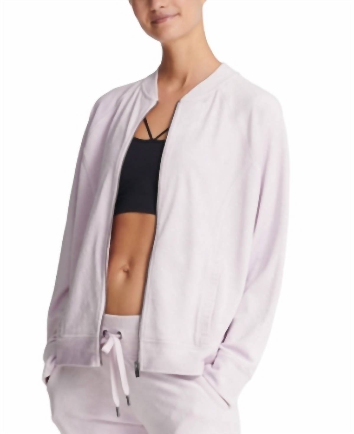 Women's Activewear Sport Velour Logo Print Bomber Jacket