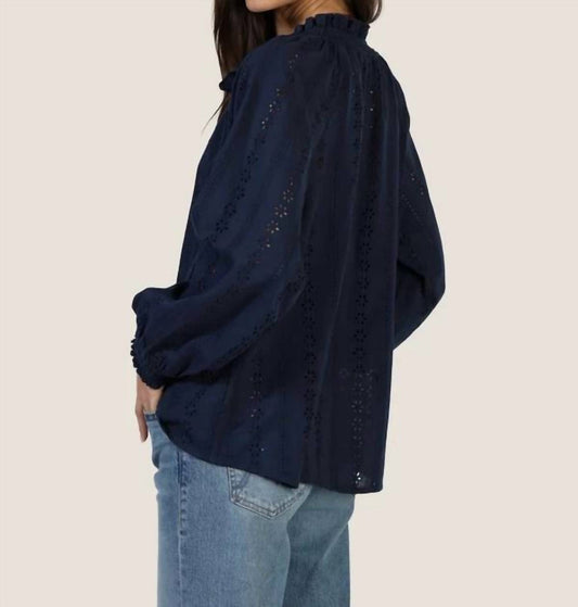 Dylan by True Grit Women's Talulah Eyelet Blouse in Indigo/Navy - view 2