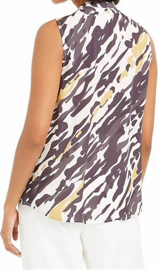 Abstract Animal print V neck Blouse