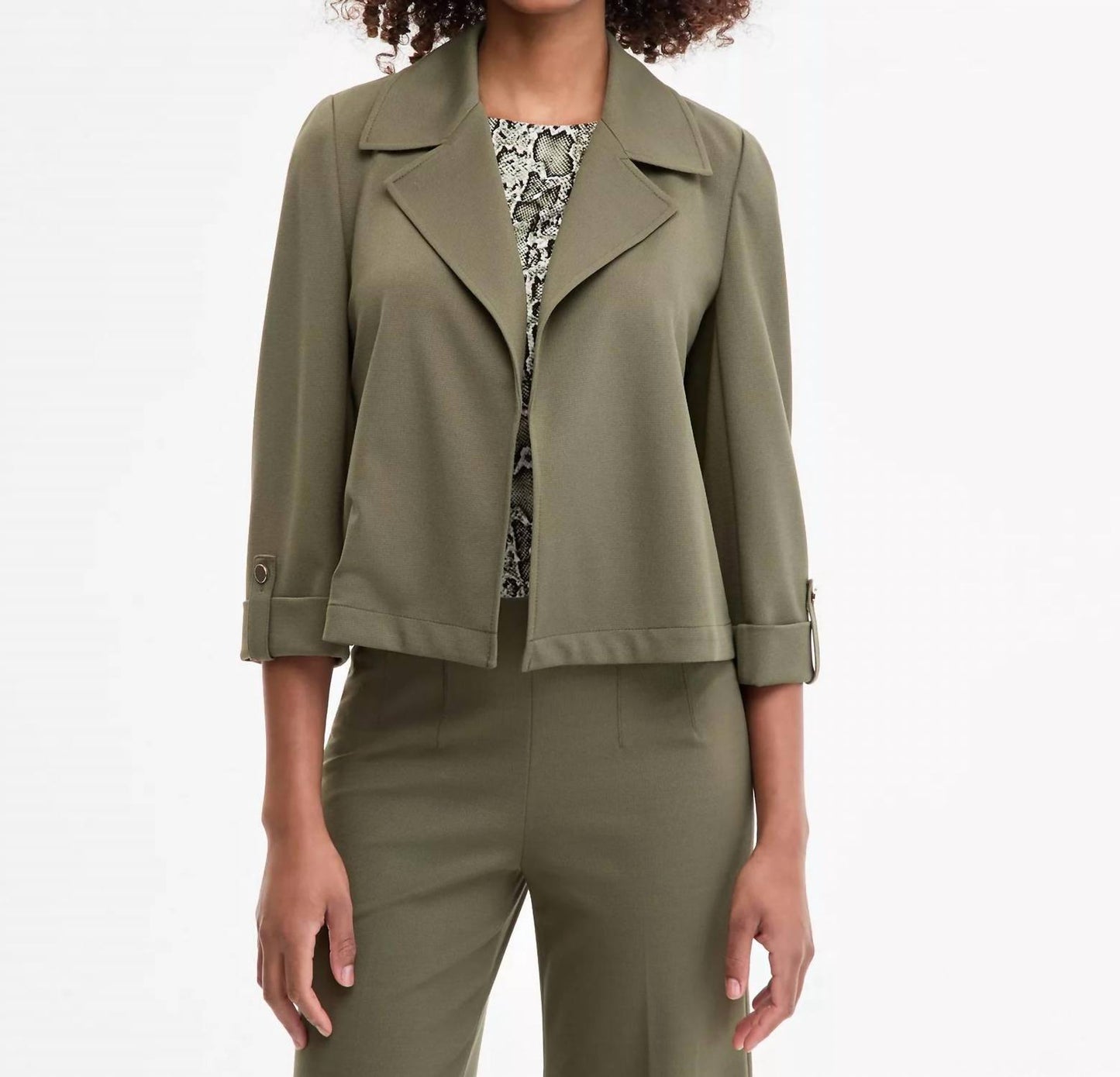 Notched Collar Drapey Cropped Jacket