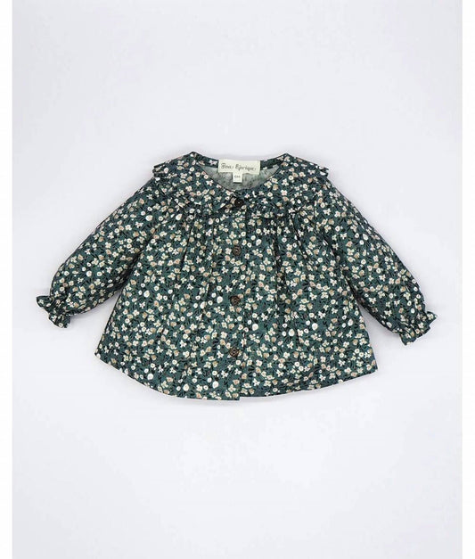 Girl's Floral Buttoned Blouse