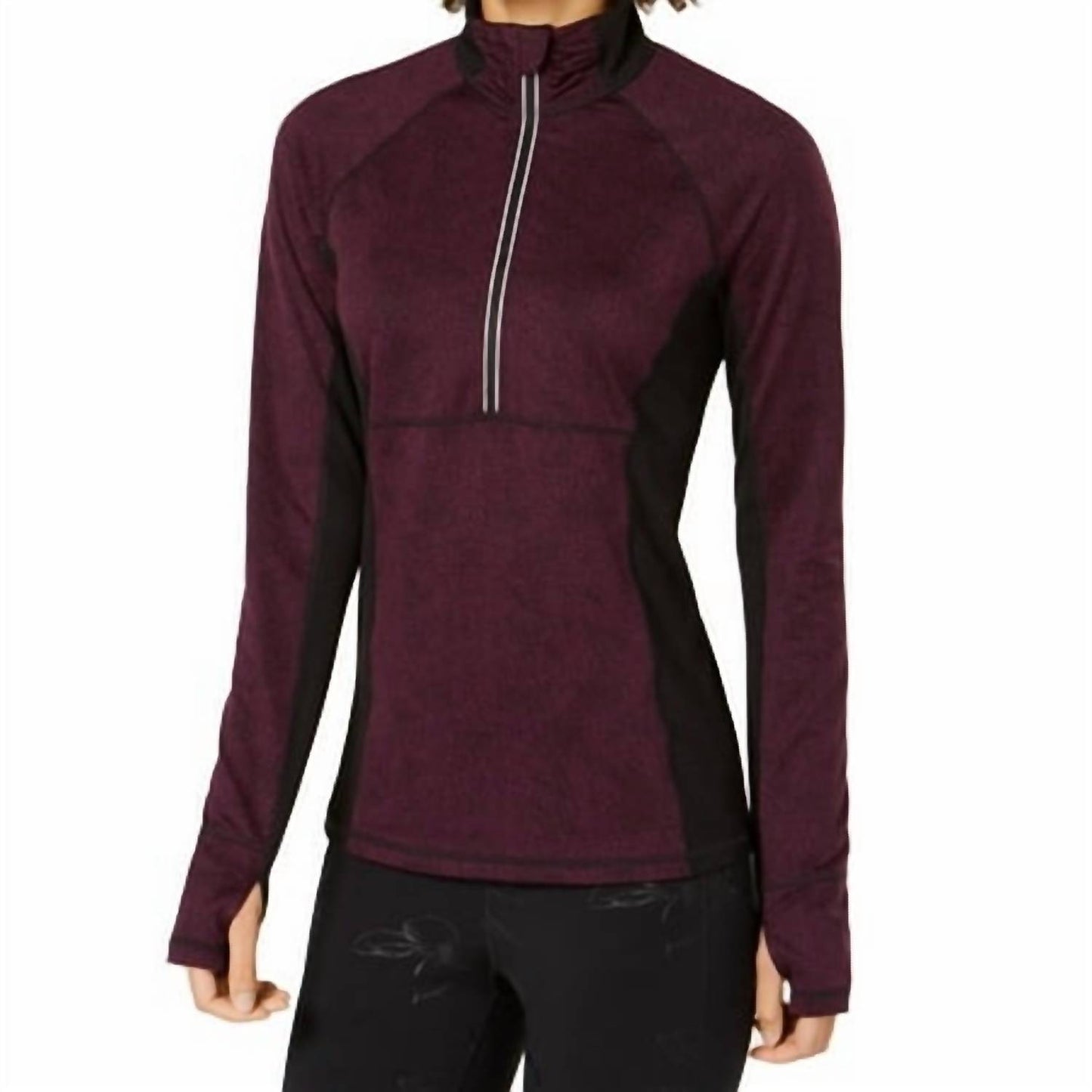 Ideology Womens Colorblocked Half Zip Top
