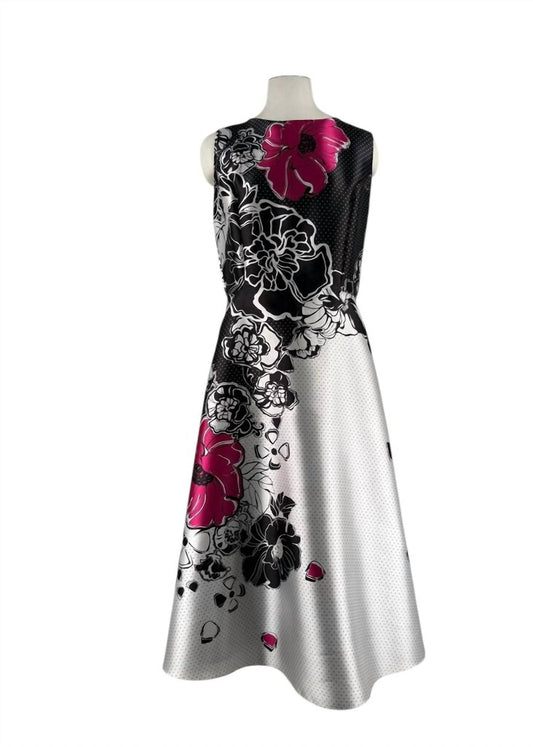 Silk Dot And Floral Midi Dress