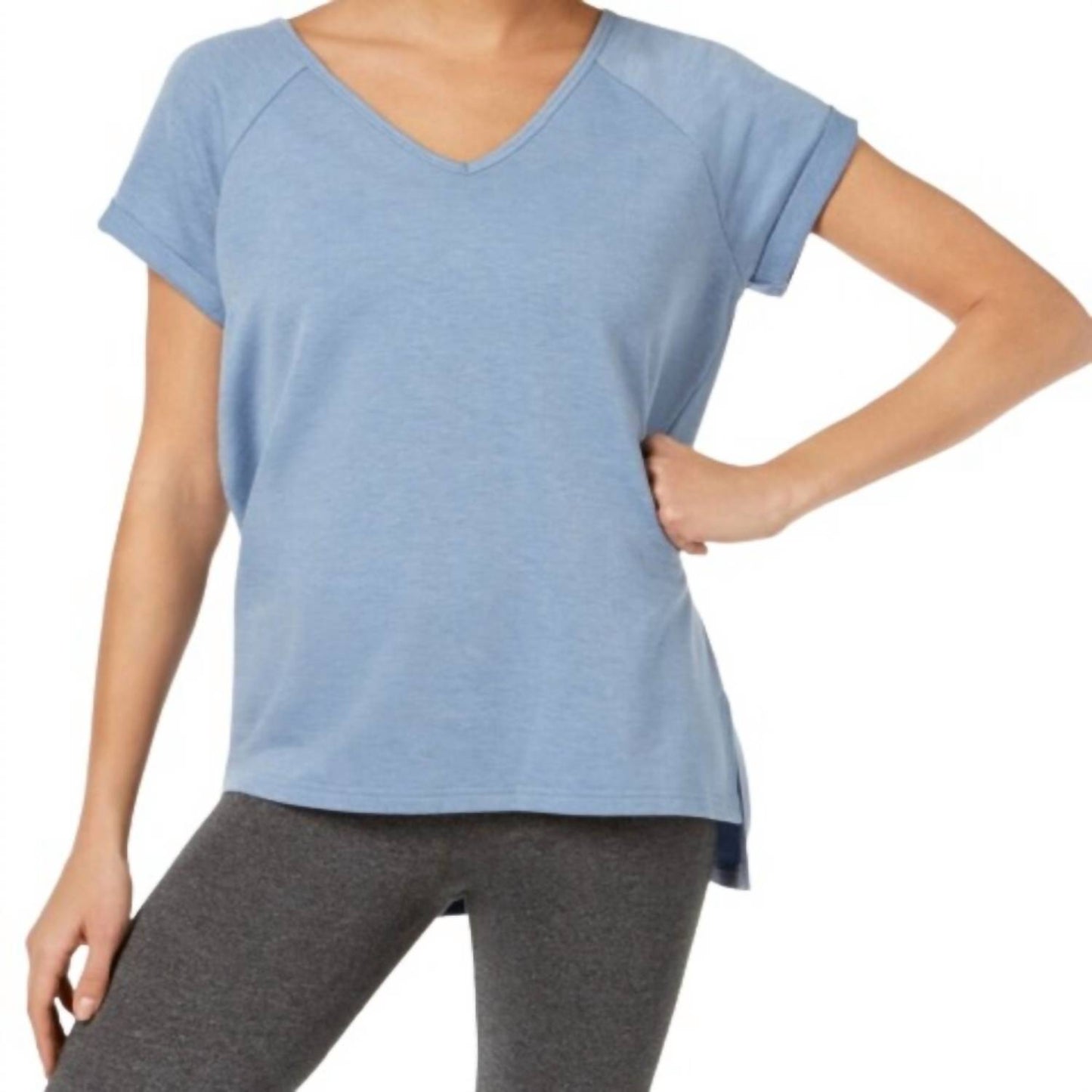 Yoga Shoulder Sleeve V Neck Blouse