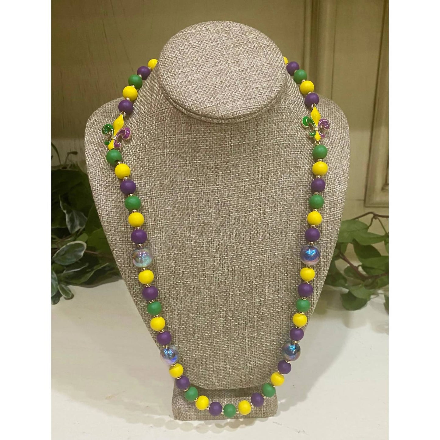 Women's Classic Mardi Gras Beaded Necklace With Extender