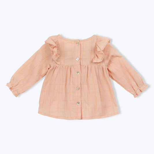 Arsène et les Pipelettes - Girl's Creamsicle Check Blouse - Rack Hunt -