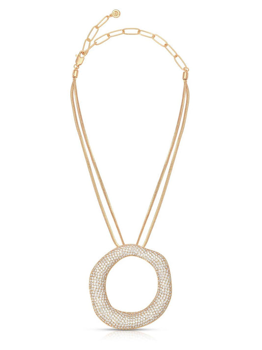Women's Open Circle Pave Necklace