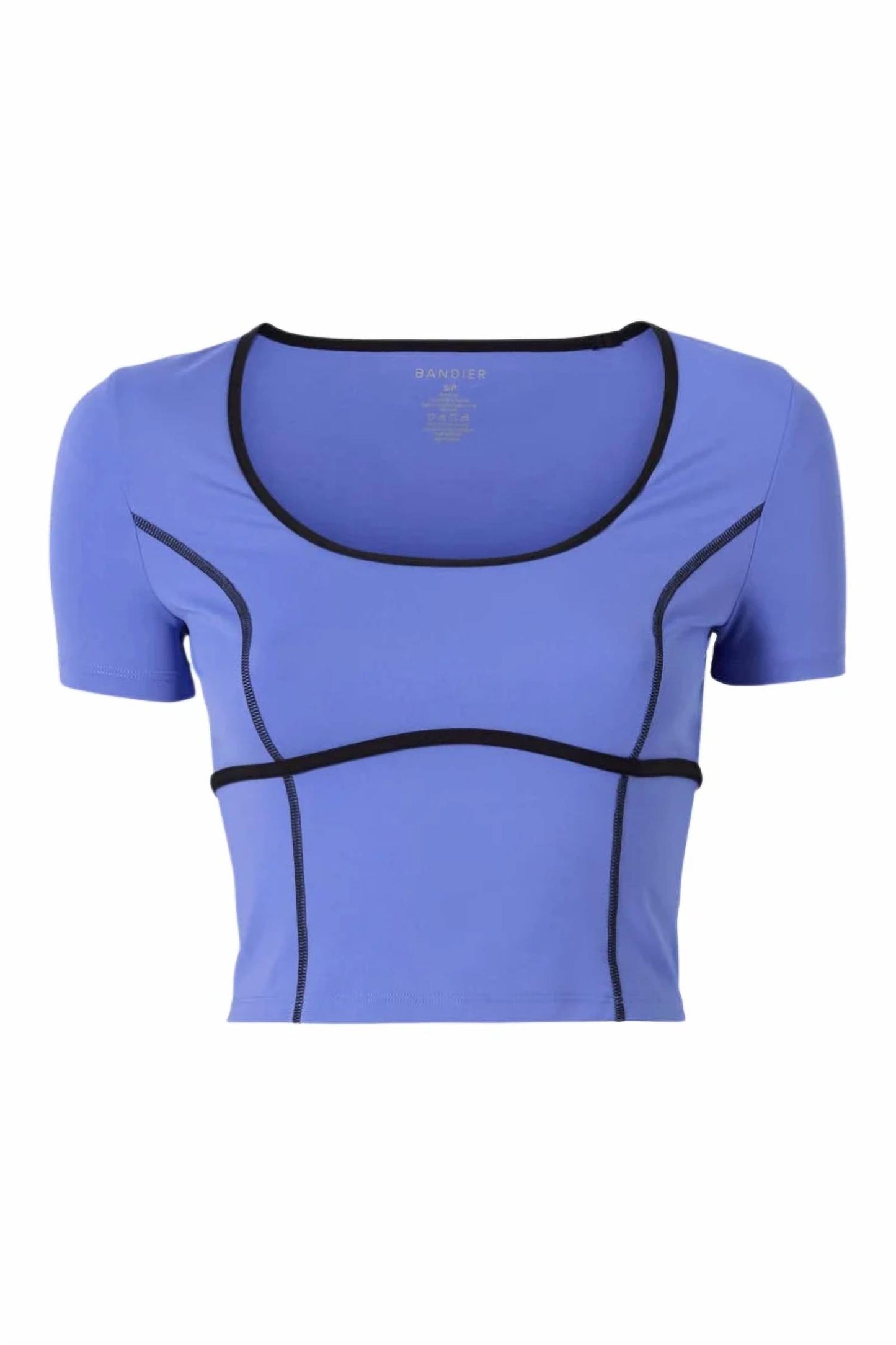 Crop Contrast Seam Short Sleeve Top