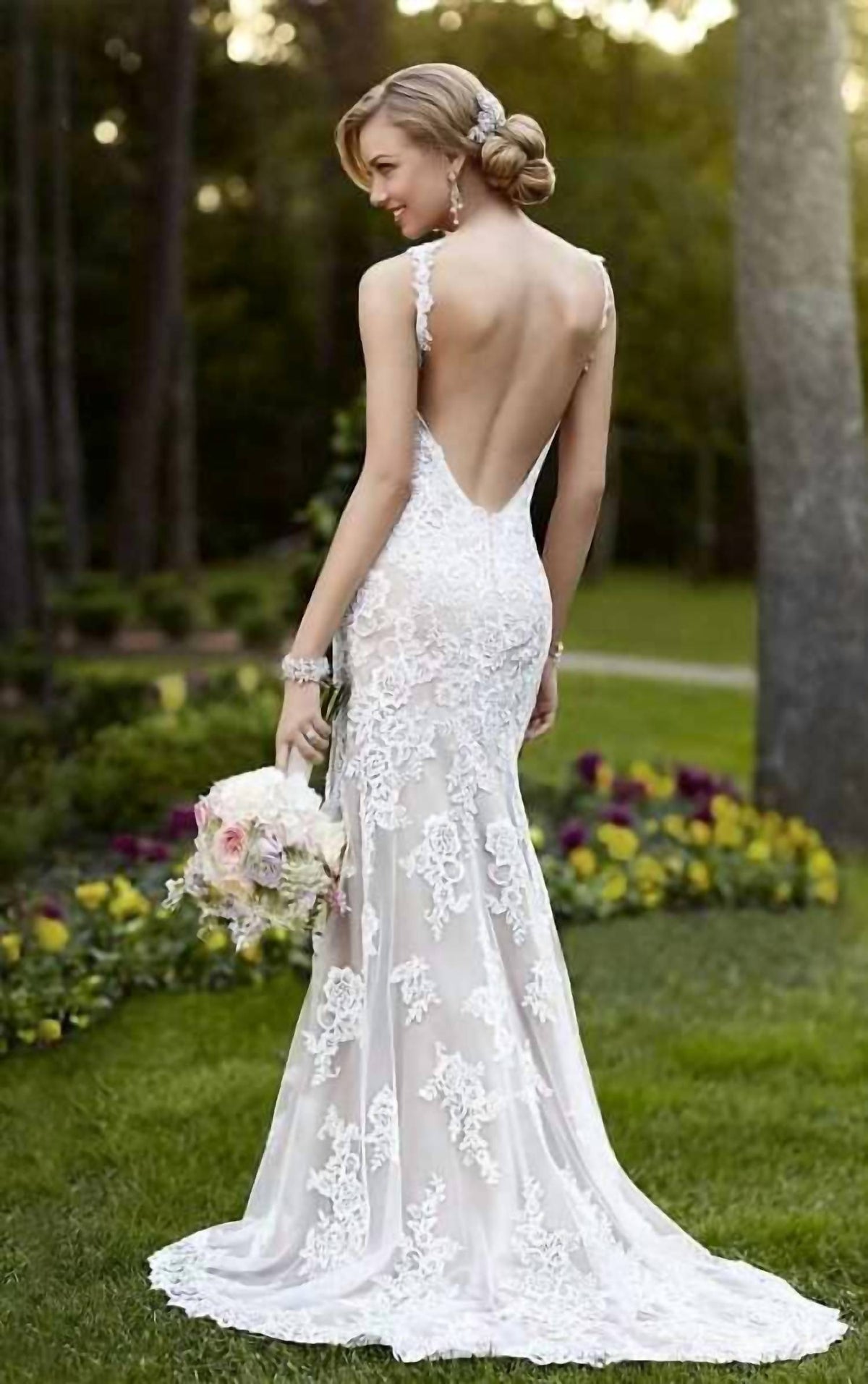 Sleeveless V Neck Wedding Gown
