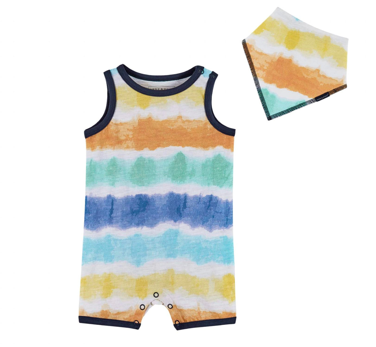 Kid's Tie Dye Romper With Matching Bib