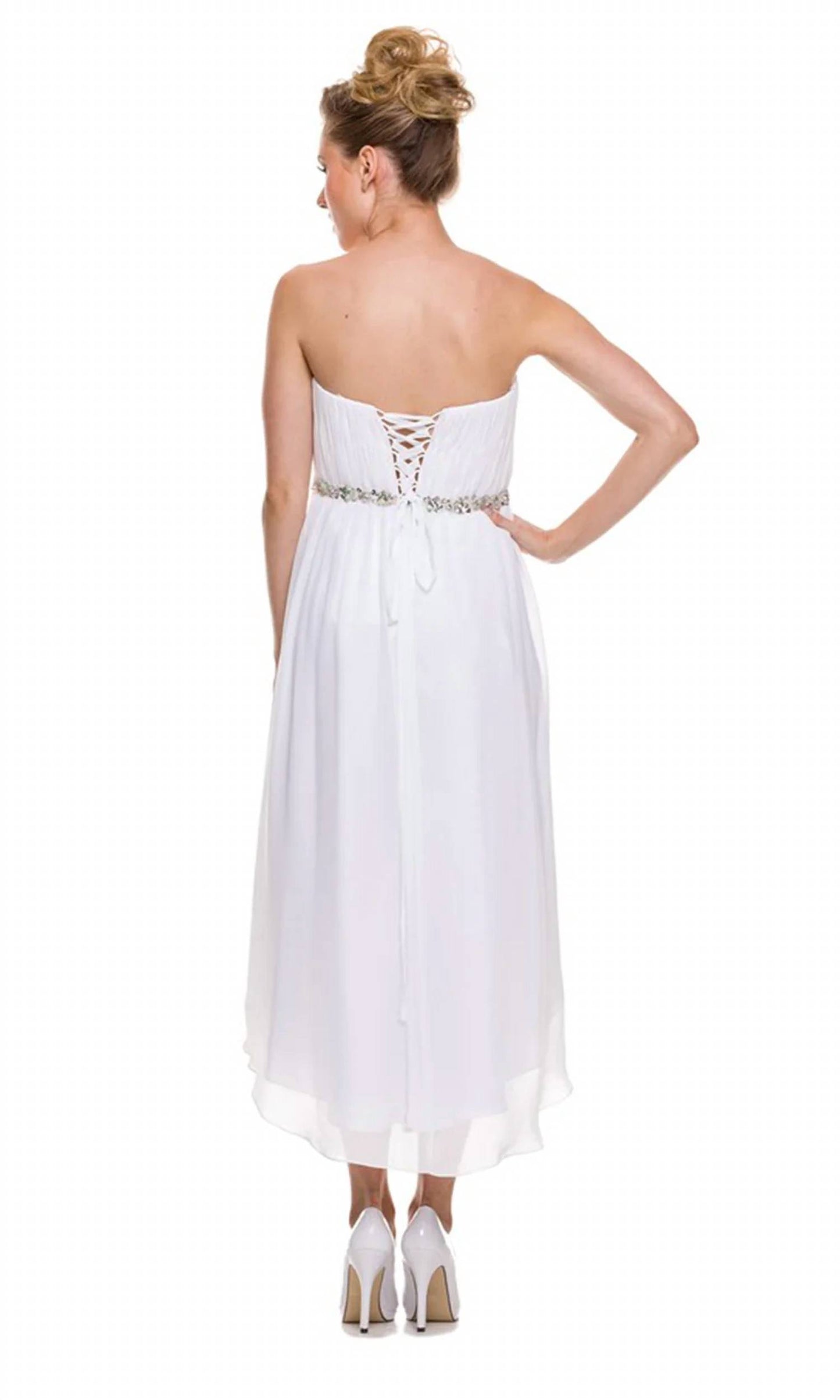 Straight Neckline High Low A-line Prom Dress