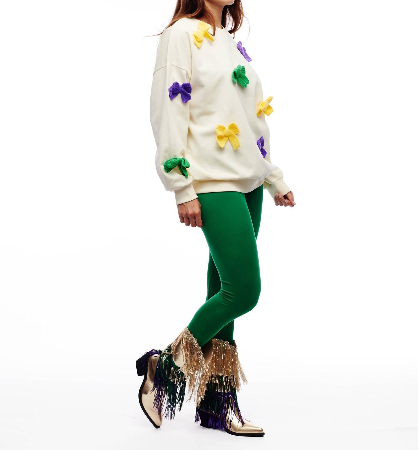 Women's Mardi Gras Sequin Tassel Boots